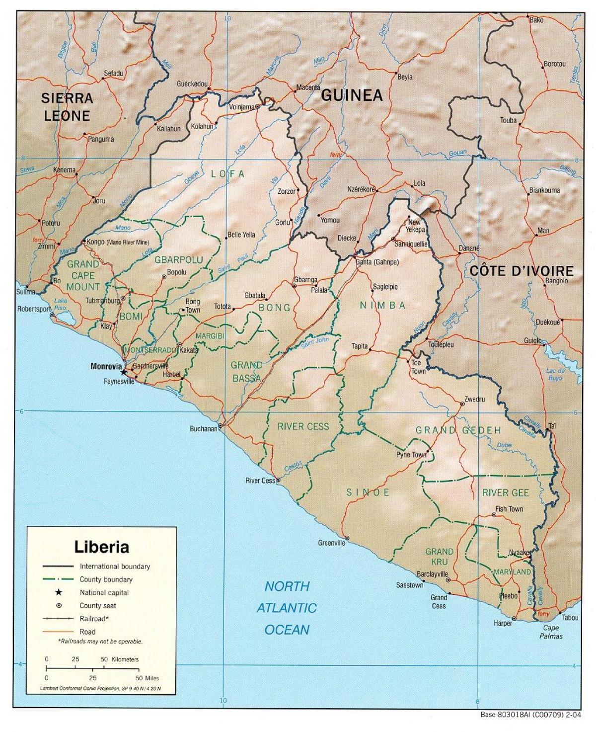 peta - peta geografi Liberia