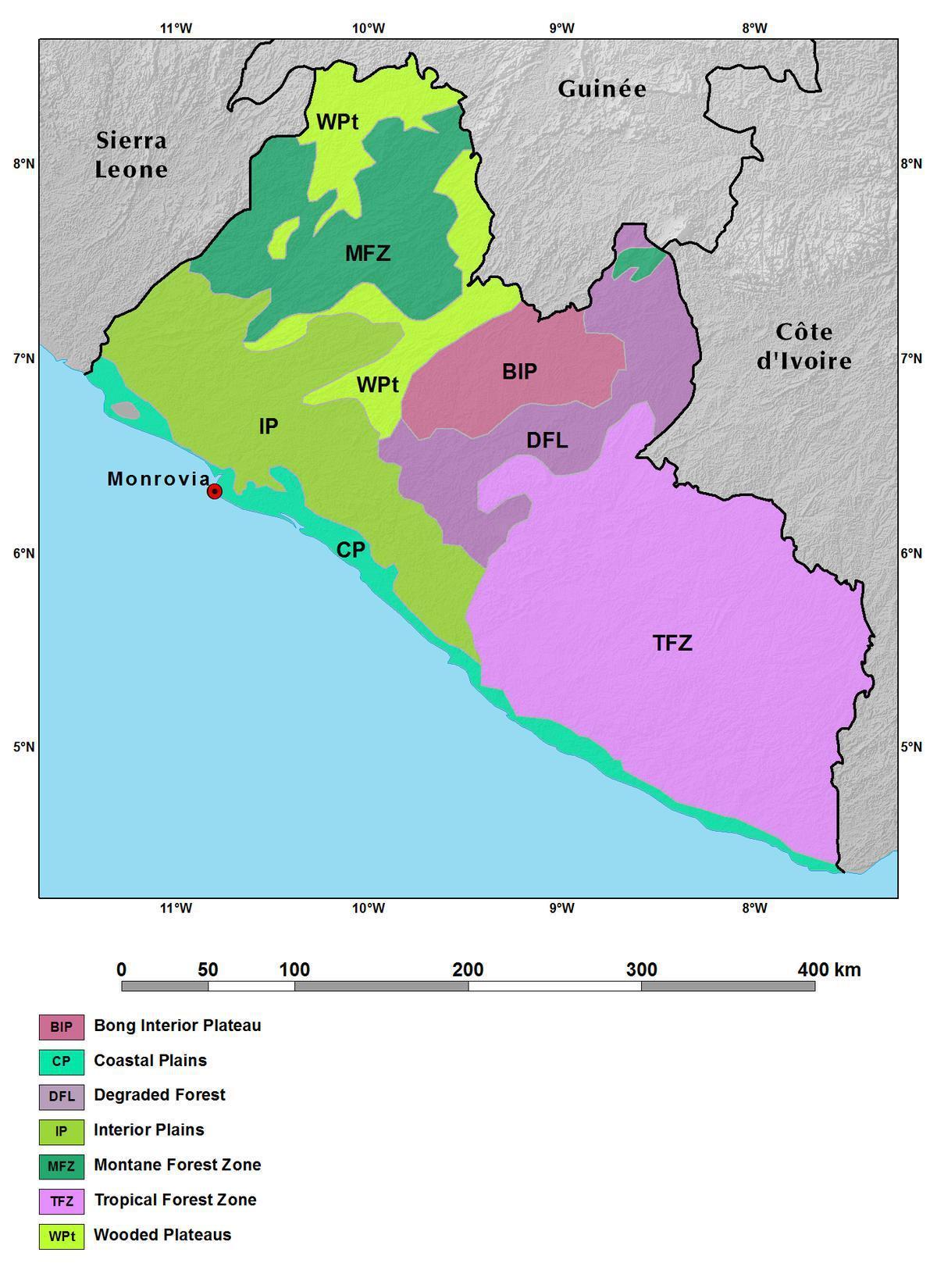 peta gunung Liberia