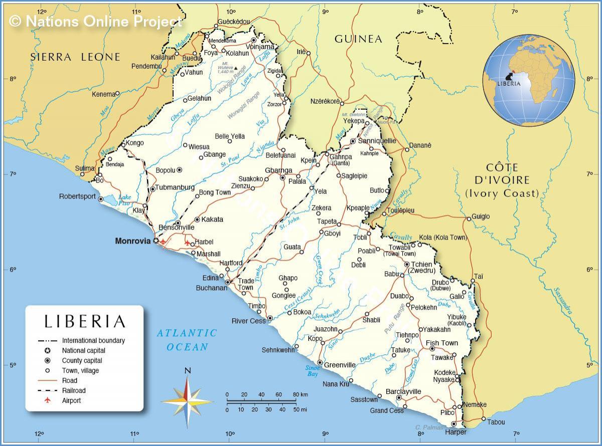 peta Liberia afrika barat