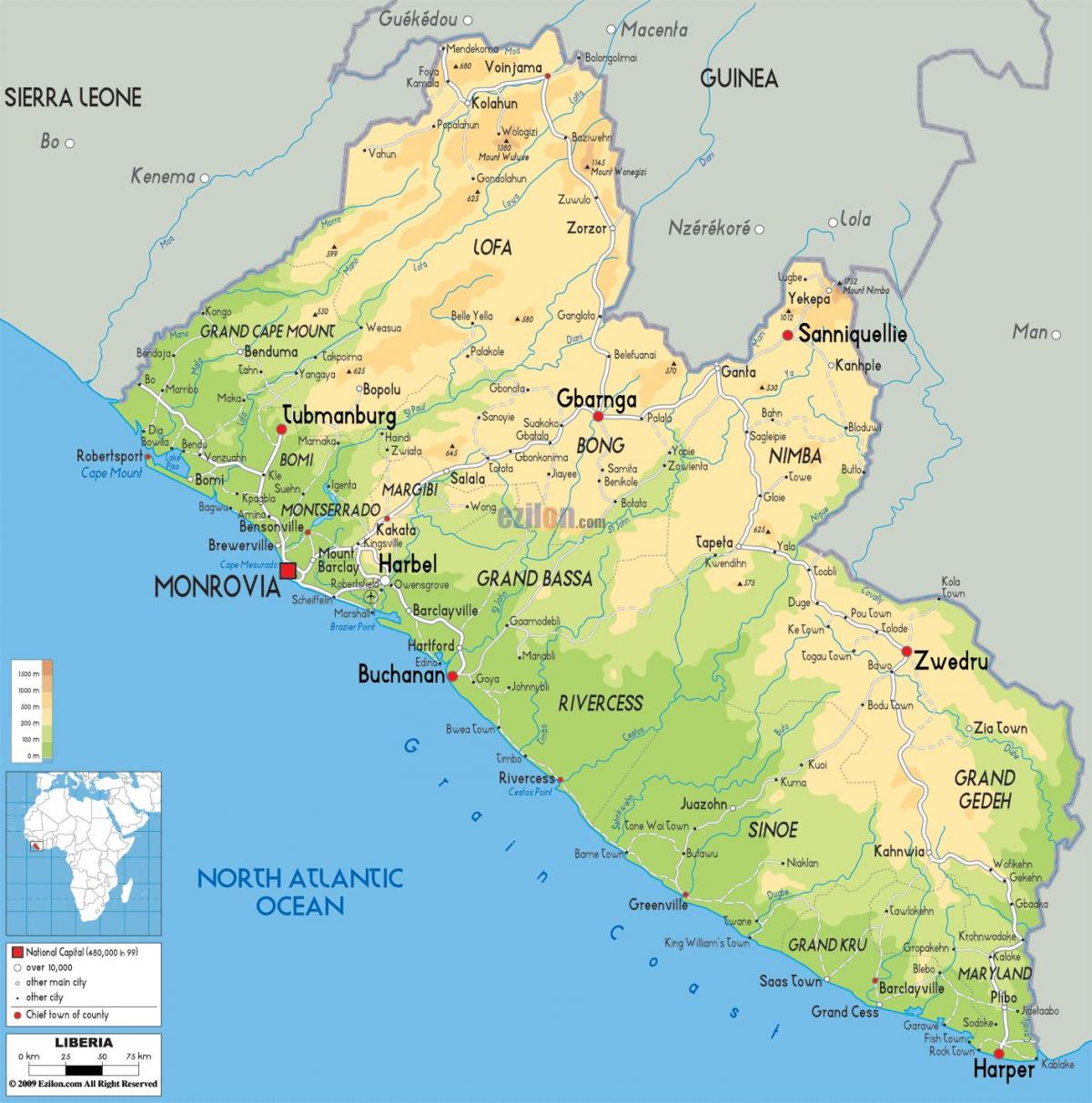menarik peta Liberia