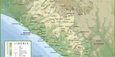 Menarik peta fizikal Liberia